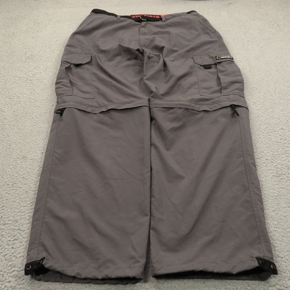 VIBES Baggy Cargo Pants Mens XL Gray Y2K Skater Grunge Wide Leg Convertible VTG